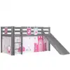 Image de Vipack lit enfant surélevé avec toboggan pino 90x200cm gris little princess