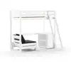 Image de Lit haut avec fauteuil et bibliothèque blanc