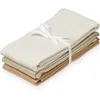 Image de Lot de 3 langes en coton bio mix classic stripes camel (70 x 70 cm)