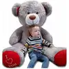 Image de Nounours en peluche énorme teddy bear 75+85 gris-rouge
