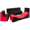 Image de Ensemble de meubles en mousse : 2 chaise canapé et fauteuil rouge-noir
