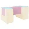 Image de 3 blocs en mousse rose bleu jaune pastel