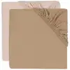 Image de Lot de 2 draps housses en jersey wild rose-biscuit (60 x 120 cm)