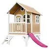Image de Axi cabane enfant tom brun blanc avec toboggan rose