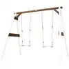 Image de Portique en bois 2 balançoires et filet