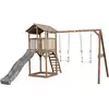 Image de Aire de jeux en bois marron avec 2 bala