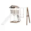 Image de Axi beach tower avec balancoire simple marron blanc toboggan blanc