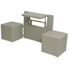 Image de Ensemble de balcon table et pouf ou banc gris java - jardideco