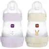Image de Lot de 2 biberons easy start anti-colique lilas+sable tétine débit 1 (160 ml)