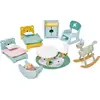 Image de Mobilier Pour Maison De Poupée Chambre En Bois Bleu, Vert, Jaune
