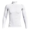 Image de Under Armour Heatgear Comp Mock Haut Manches Longues Hommes-Blanc, Taille XL