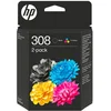 Image de Cartouche D'encre Hp 308 Pack De 2 Cartouches D'encre Noire Et Trois Couleurs Authentiques