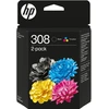 Image de Cartouche D'encre Hp 308 Pack De 2 Cartouches D'encre Noire Et Trois Couleurs Authentiques