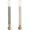 Image de Lot De 2 Attaches-sucettes En Lin Olive-sand Vert, Écru