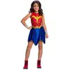 Image de Déguisement Enfant Fille Wonder Woman Dc Comics Robe, Tiare, Ceinture Et Manchons Rouge