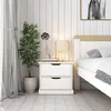 Image de Chevet Deux Tiroirs Effet Bois Leopold Blanc