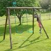 Image de Portique En Bois Rond 3 Agrès Avec Échelle Tonka Marron