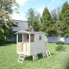Image de Cabane Roulotte En Bois Sur Pilotis Pour Enfants Carry Marron