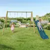 Image de Portique Balançoire Avec Toboggan Et Face À Face   Romy Pour Enfants Bleu