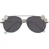 Image de Lunettes De Soleilpilote Métallique Avec Marguerites Argent