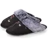 Image de Chaussons Mules Ultra Confortables, Bordure En Fausse Fourrure Gris Chiné