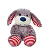 Image de Peluche - Peluche Les Marinières - Peluche Chien Marron Rayures Rouges - 24 Cm Rouge