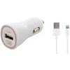 Image de TnB 8703 Chargeur voiture de téléphone mobile avec câble USB, Lightning, blanc, Nombre d'entrées/sorties: 1 USB, 1m, 24V