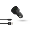 Image de TnB 8696 Chargeur voiture de téléphone mobile noir, micro USB, avec câble USB, 24V, 1m, Nombre d'entrées/sorties: 1 USB QC 3.0