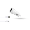 Image de TnB 8704 Chargeur voiture de téléphone mobile avec câble USB, Lightning, blanc, Nombre d'entrées/sorties: 2 USB, 1m, 24V
