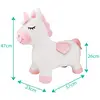 Image de Licorne Sauteuse Gonflable Avec Housse En Peluche Blanc
