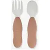 Image de Lot de 2 pré-couverts d'apprentissage 2e âge en inox et silicone beige imprimé