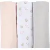 Image de Lot De 3 Langes En Coton Cygne Rose Gris
