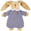 Image de Peluche Hochet Lapin Nid D'ange Marinière (20 Cm) Bleu Marine, Beige