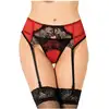 Image de Porte-jarretelles dentelle et string P5123 rouge XXL