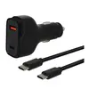 Image de Chargeur Allume Cigare 2 Ports Usb-c Et Usb Edenwood 83w Et + Câble Usb-c / Usb-c 1m Noir