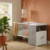 Image de Lit Bébé Combiné Évolutif En Bois - Leaf Gris