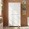Image de Armoire Bébé 2 Portes Sur Pieds En Bois - Joy Blanc/marron