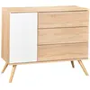 Image de Commode 1 Porte 3 Tiroirs En Bois - Seventies Blanc/marron