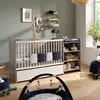 Image de Lit Combiné Évolutif En Décor Bois Avec Commode À Langer Étagère - Up Gris