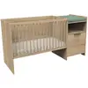 Image de Lit Bébé Combiné Évolutif Avec Porte Décor Chêne Doré - Azur Marron