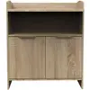Image de Commode À Langer 2 Portes Et Une Niche Avec Poignées Dorées Décor Chêne Doré - Azur Marron