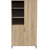 Image de Armoire 2 Portes Et 3 Niches Avec Poign ©es Dor ©es D ©cor Ch  ne Dor © - Azur Marron
