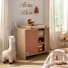 Image de Commode 1 Porte Colorée Et 3 Niches Avec Claustra En Bois Décor Chêne Suave - Tokyo Rouge/marron