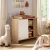 Image de Commode 1 Porte Colorée Et 3 Niches Avec Claustra En Bois Décor Chêne Suave - Tokyo Blanc/marron