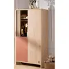 Image de Armoire 2 Portes Et 1 Niche Avec Claustra En Bois Décor Chêne Suave - Tokyo Rouge/marron