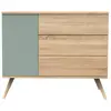 Image de Commode 1 Porte Et 3 Tiroirs - Seventies Marron/vert