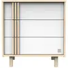 Image de Commode 3 Tiroirs En Décor Chêne Velours Et Avec Appliques En Bois - Nature Blanc