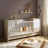 Image de Lit Combiné Évolutif Avec Commode À Langer 3 Tiroirs - Paloma Marron/blanc