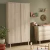 Image de Armoire 2 Portes Avec Détail Imitation Bois Texturé Et Pieds Bois - Paloma Marron