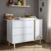 Image de Commode 3 Tiroirs Et 1 Porte Pieds Bois - Paloma Blanc/marron